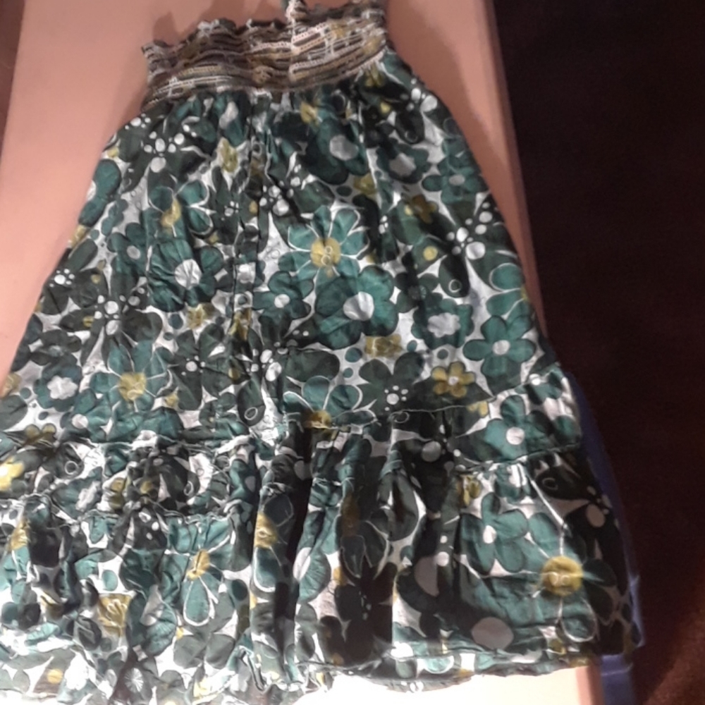 long tropical green skirt